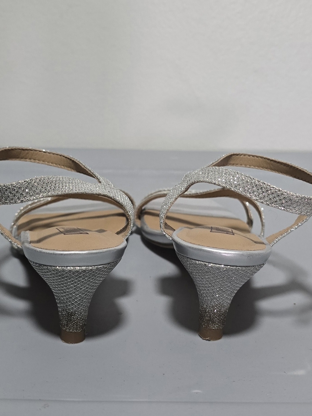 Silver Glitter Strappy Women's Sandals - Picture 5 of 6